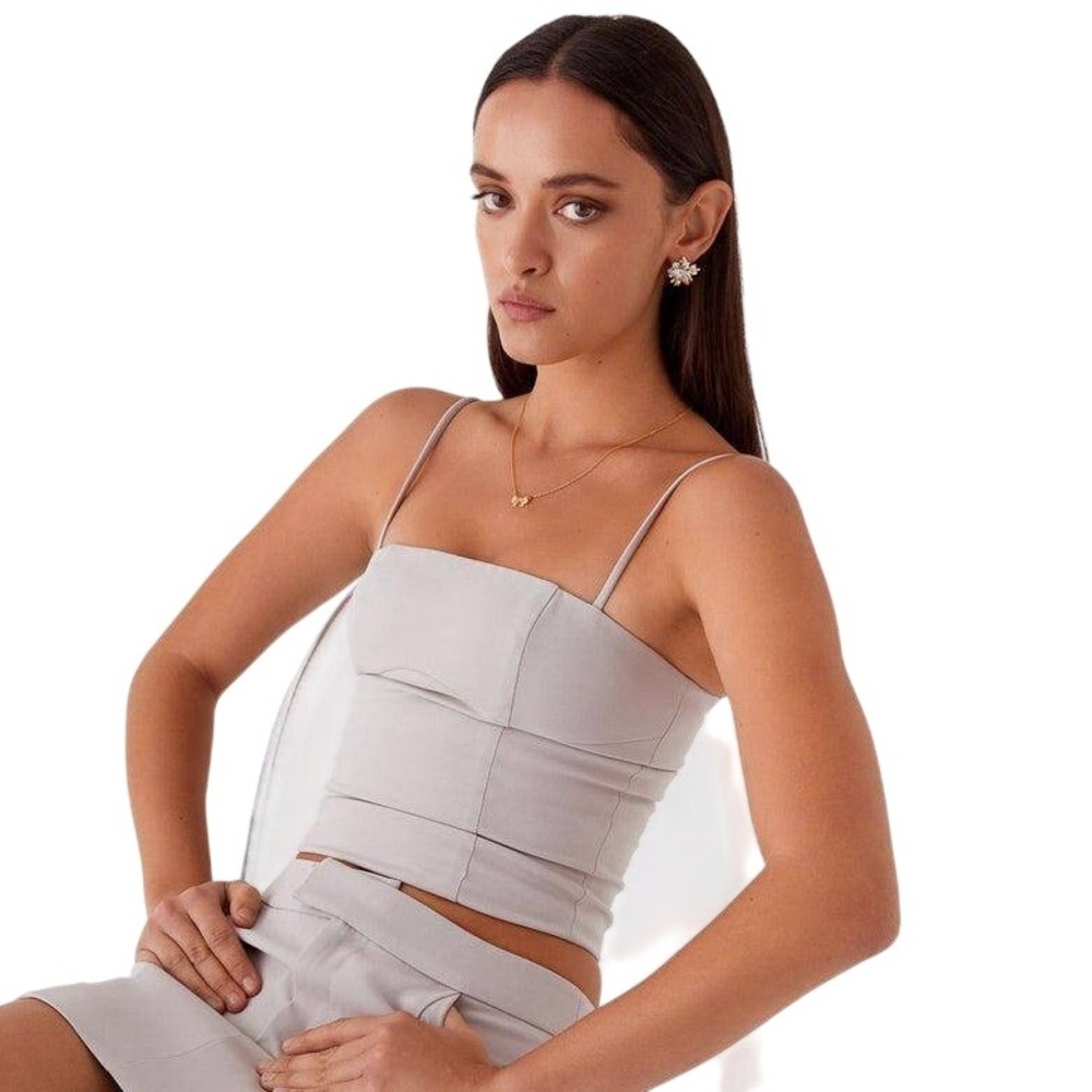 Peppermayo Eliana Crop Top Womens US 0 Grey NEW Corset Style Bodice Camisole
